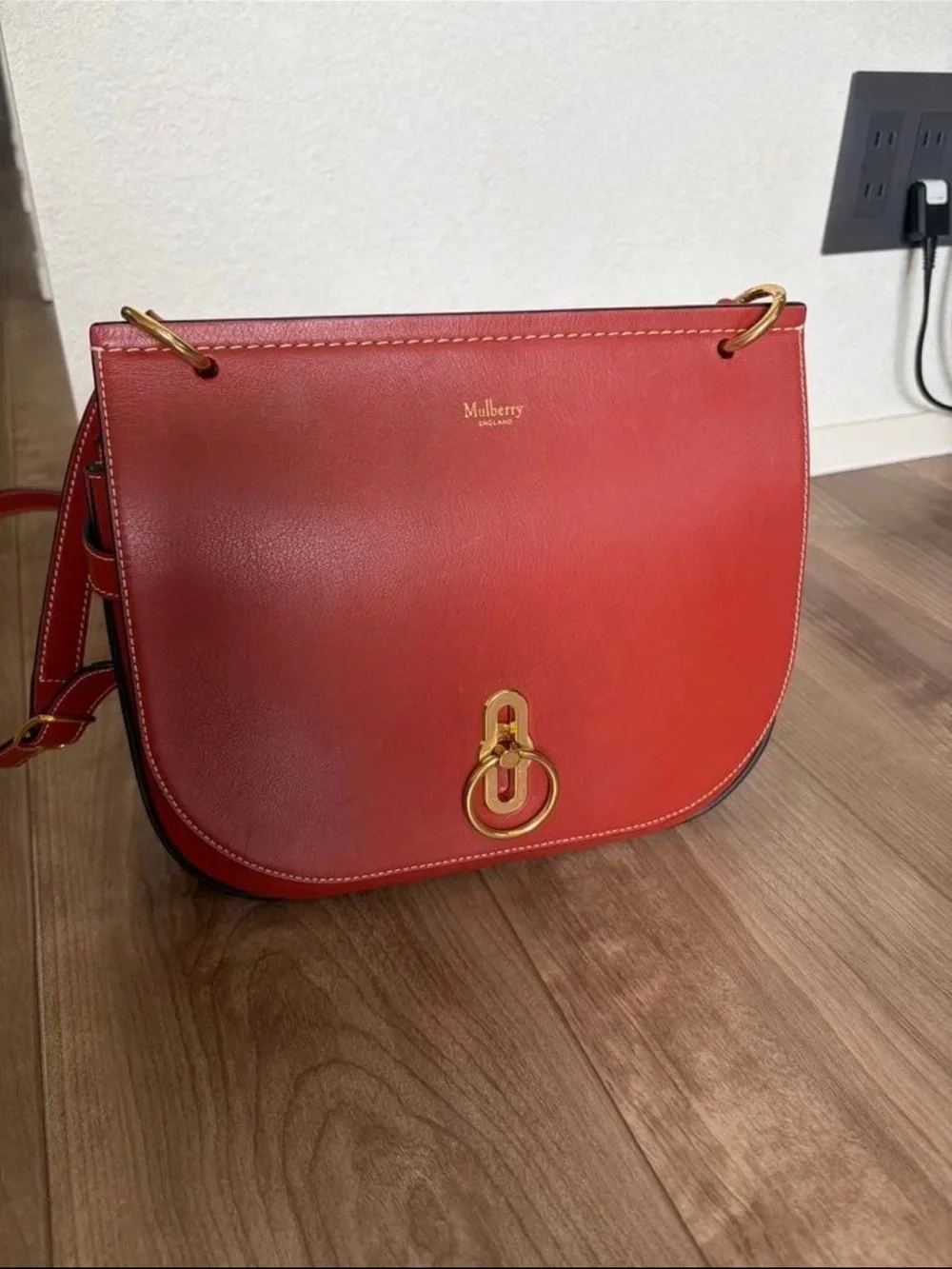 Mulberry Red Leather Crossbody Bag